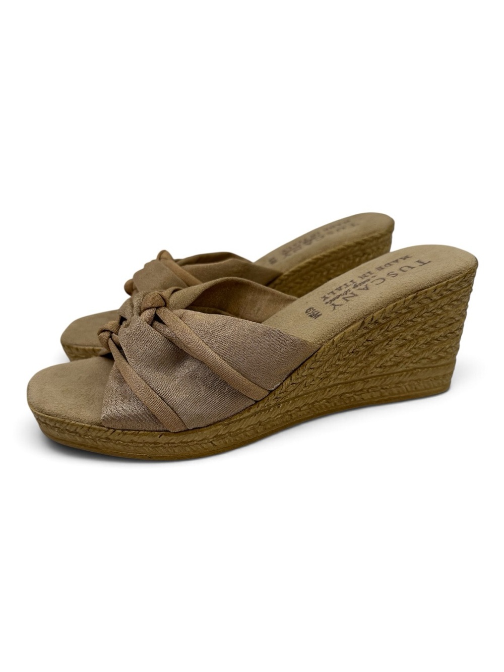 Tuscany Easy Street 6.5 Tan Wedge Slide Sandals Made in Italy